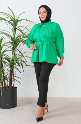 Terry Cotton Buttoned Shirt 0008-06 Emerald Green 0008-06