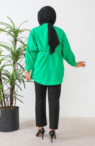 Terry Cotton Buttoned Shirt 0008-06 Emerald Green 0008-06