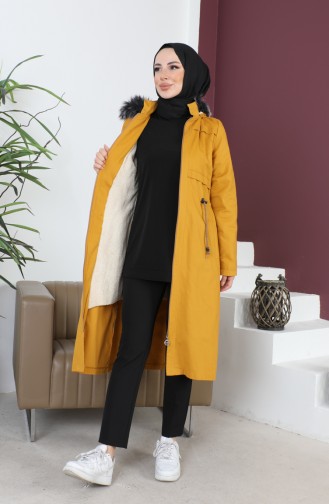 Manteau Gabardine Fourré 9837-01 Moutarde 9837-01