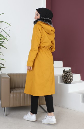 Furry Gabardine Coat 9837-01 Mustard 9837-01