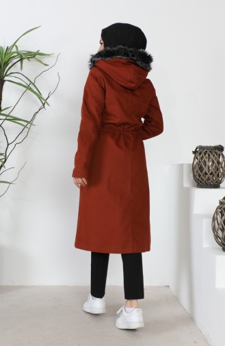 Furry Gabardine Coat 9837-02 Brick Red 9837-02