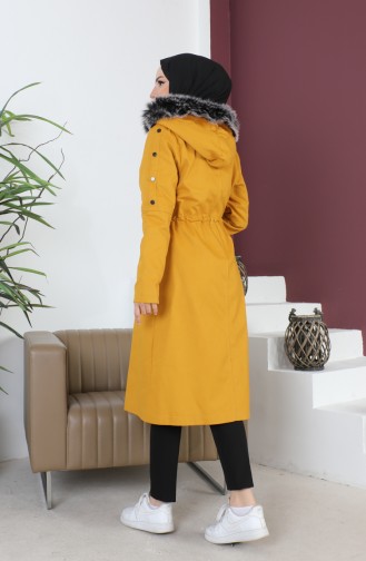 Furry Gabardine Coat 9838-01 Mustard 9838-01