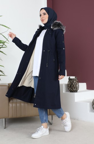 Harige Gabardine Jas 9838-02 Marineblauw 9838-02