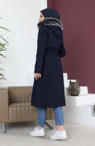 Harige Gabardine Jas 9838-02 Marineblauw 9838-02