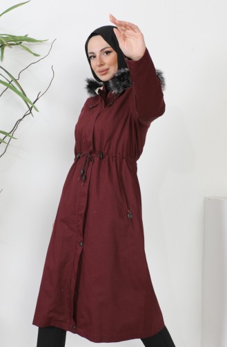 Furry Gabardine Coat 9838-03 Plum 9838-03