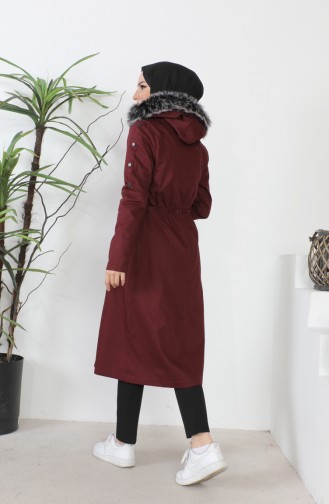 Furry Gabardine Coat 9838-03 Plum 9838-03