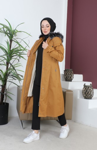 Furry Gabardine Coat 9839-01 Milky Coffee 9839-01