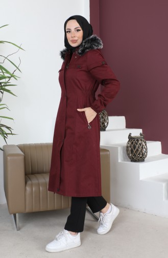 Furry Gabardine Coat 9839-03 Plum 9839-03