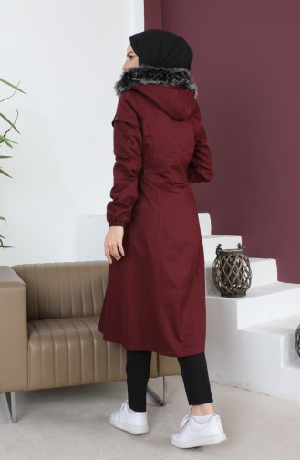 Furry Gabardine Coat 9839-03 Plum 9839-03