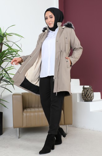 Manteau Court Tissu Bondit Grande Taille 10455-06 Vison Foncé 10455-06