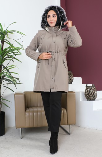 معطف قصير من قماش بونديت بمقاسات كبيرة 10455-06 لون مينك داكن 10455-06