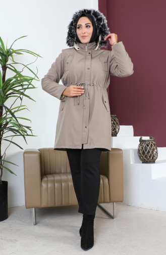 Manteau Court Tissu Bondit Grande Taille 10455-06 Vison Foncé 10455-06