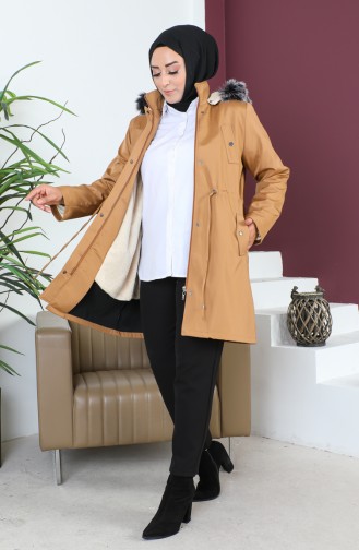 Plus Size Bondit Fabric Short Coat 10455-08 Tan 10455-08