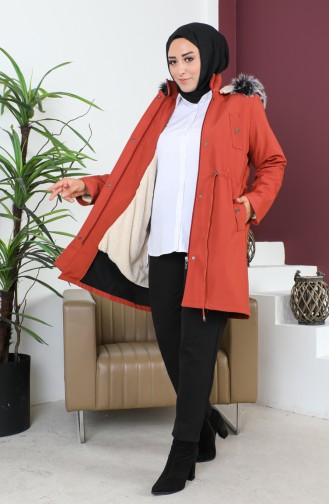 Plus Size Bondit Fabric Short Coat 10455-09 Brick Red 10455-09