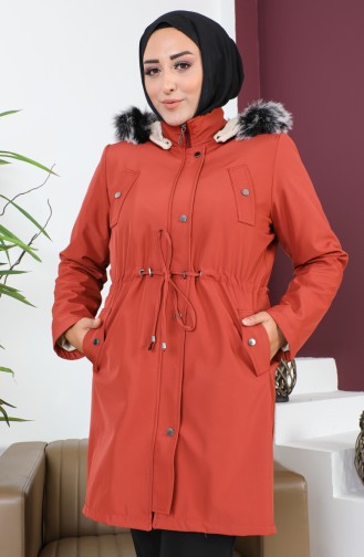 Plus Size Bondit Fabric Short Coat 10455-09 Brick Red 10455-09