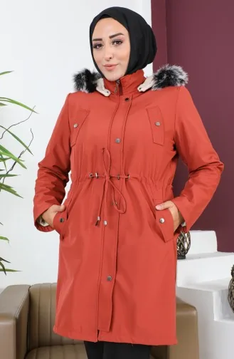 Plus Size Bondit Fabric Short Coat 10455-09 Brick Red 10455-09