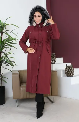 معطف بسحاب نسيج بونديت مقاس كبير  11455-06 أحمر غامق 11455-06