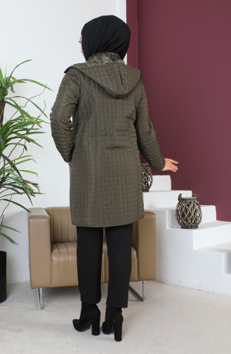 Manteau Matelassé à Motif Diamants Grande Taille 5059-03 Khaki 5059-03