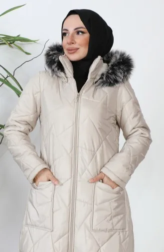 Cepli Uzun Kapitone Mont 517524-01 Bej