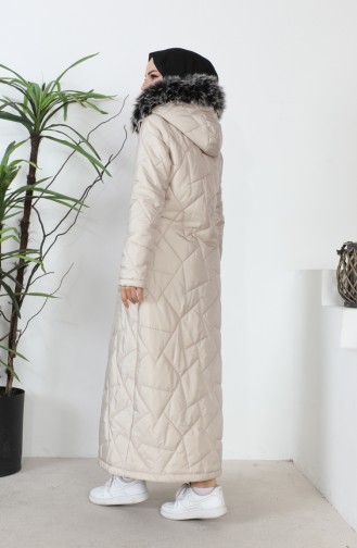 Long quilted Coat with Pockets 517524-01 Beige 517524-01