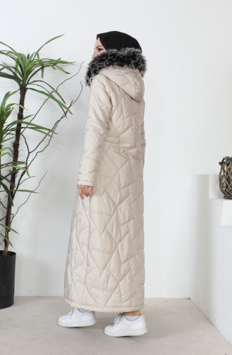 Cepli Uzun Kapitone Mont 517524-01 Bej