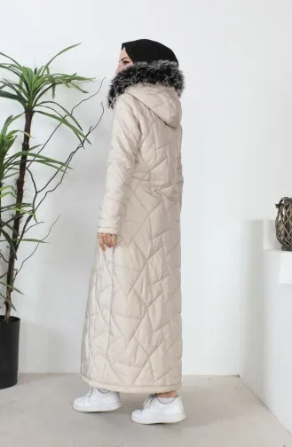 Cepli Uzun Kapitone Mont 517524-01 Bej