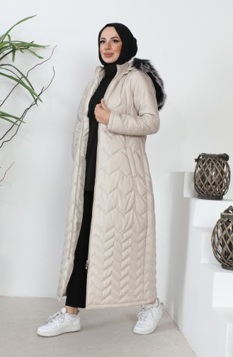 Zigzag Patterned quilted Coat 5198-01 Stone 5198-01