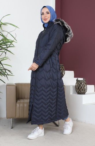Zigzag Patterned quilted Coat 5198-02 Dark Blue 5198-02