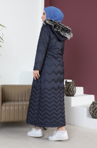 Zigzag Patterned quilted Coat 5198-02 Dark Blue 5198-02