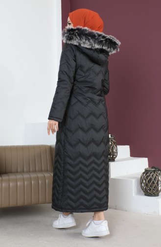 Zigzag Patterned quilted Coat 5198-03 Black 5198-03