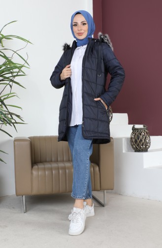 Hooded quilted Short Coat 5201-01 Navy Blue 5201-01