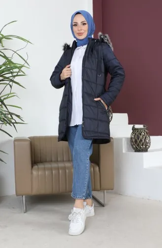 Hooded quilted Short Coat 5201-01 Navy Blue 5201-01