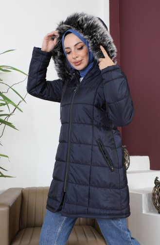 Hooded quilted Short Coat 5201-01 Navy Blue 5201-01