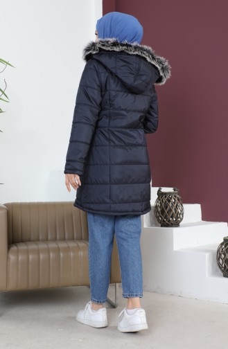 Hooded quilted Short Coat 5201-01 Navy Blue 5201-01