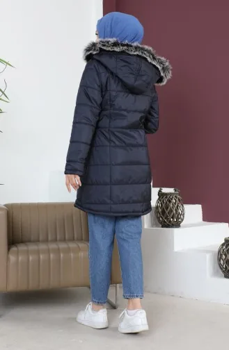 Hooded quilted Short Coat 5201-01 Navy Blue 5201-01