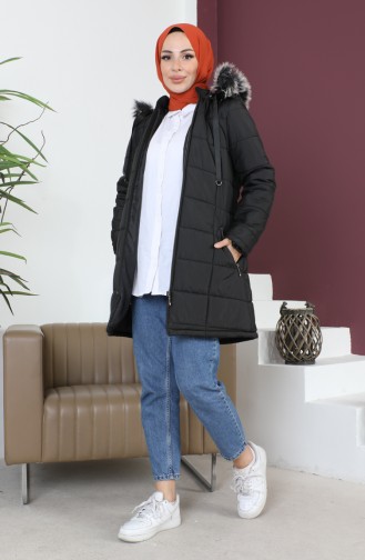 Hooded quilted Short Coat 5201-02 Black 5201-02