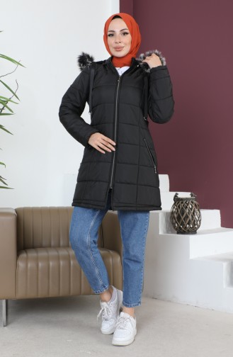 Hooded quilted Short Coat 5201-02 Black 5201-02