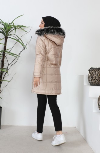 Manteau Court Matelassé à Capuche 5201-04 Beige 5201-04