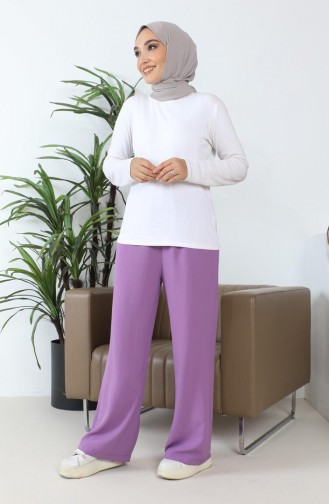 Aerobin Kumaş Bol Paça Pantolon 1006-31 Lila