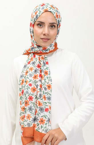 Daisy Patterned Shawl 2060-08 Orange 2060-08