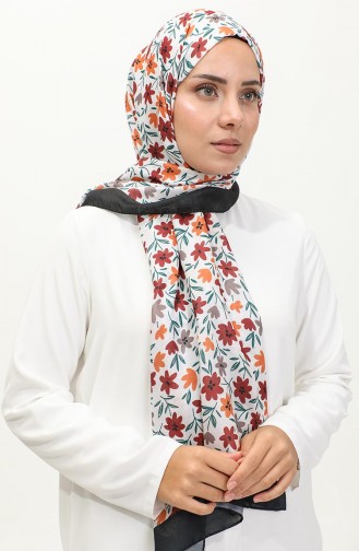 Sjaal Met Madeliefjespatroon 2060-09 Zwartbruin 2060-09
