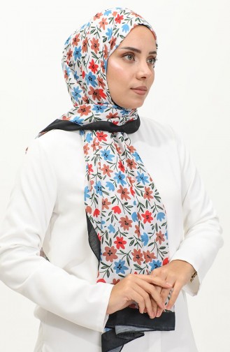 Sjaal Met Madeliefjespatroon 2060-10 Zwart Blauw 2060-10
