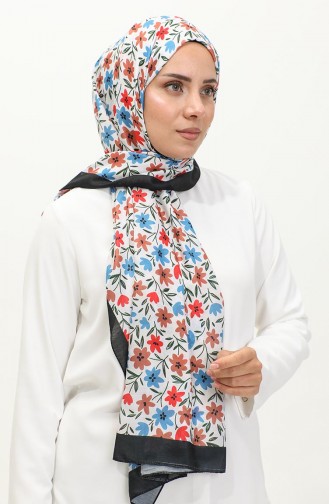 Sjaal Met Madeliefjespatroon 2060-10 Zwart Blauw 2060-10