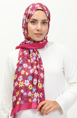 Daisy Patterned Shawl 2060-11 Fuchsia Yellow 2060-11