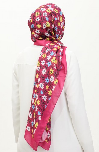 Daisy Patterned Shawl 2060-11 Fuchsia Yellow 2060-11