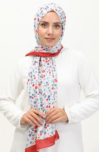 Floral Patterned Shawl 2062-03 Brick Red 2062-03