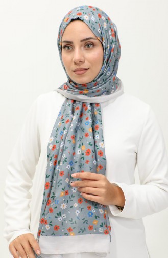 Çiçek Desenli Şal 2062-07 Bej Gri