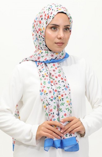 Floral Patterned Shawl 2062-11 Saxe 2062-11