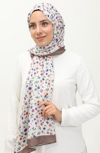 Floral Patterned Shawl 2062-13 Brown 2062-13