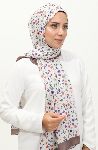 Floral Patterned Shawl 2062-13 Brown 2062-13